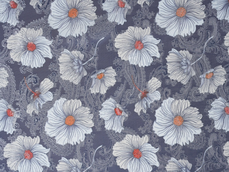 Fabraic Líneáil Clóbhuailte Poileistir-Viscose Jacquard